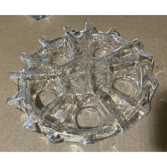 Muurla Finland Crystal Glass Candle Holder. Snowflake Form for 5 Tealights. 70’s - Picture 6 of 16